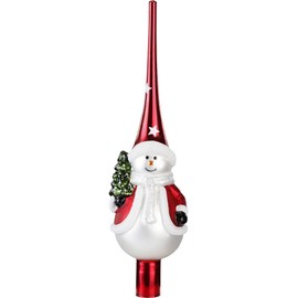 Inge-Glas Christmas Tree Topper 28 cm Glass Snowman Red