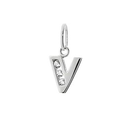 NKlaus Letter V Small Pendant 925 Sterling Silver 8 mm Alphabet Zirconia 9193, Precious metal, Zircon gemstone.