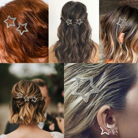 20 Pcs Silver Star Snap Clips Mini 1.2 in Cool Hair Clips Party Festivals Hair Accessories MGPFERD
