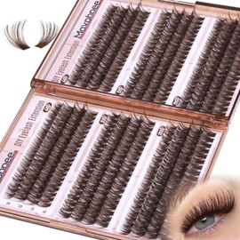 Brown Lash Extensions D-Curly Eyelash Extensions 480Pcs Volume Lash Clusters Dark Brown Cluster Eyelash Extensions Wispy Clusters Individual Lashes Thick Cluster Lashes (60D 80D 100D Mixed, 10-16MM)