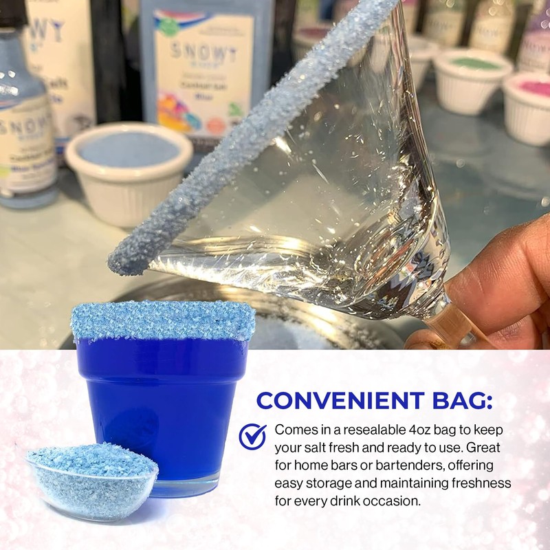 Snowy River Blue Cocktail Salt - Naturally Colored Margarita Salt,