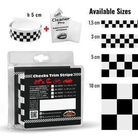 4R Quattroerre.it Checks Trim Stripe Checkered Adhesive Strips, Black and White, 5 x 99 cm