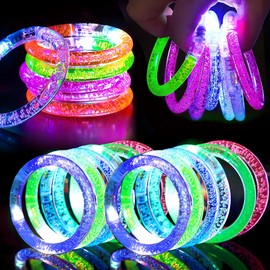 twirush 24 Pack LED Flashing Bubble Bracelets, Glow-in-the-Dark Party Favors, Colorful Light-Up Toys for Kids & Adults, Perfect for Birthday Celebrations, New Year’s Eve & Festive Occasions