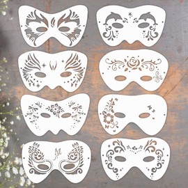 KARLOR 8 Pieces Face Painting Stencils Reusable Face Paint Stencils Face Painting Stencils Face Painting Template Made of Polyester Resin for Face Makeup Tattoo Stencils