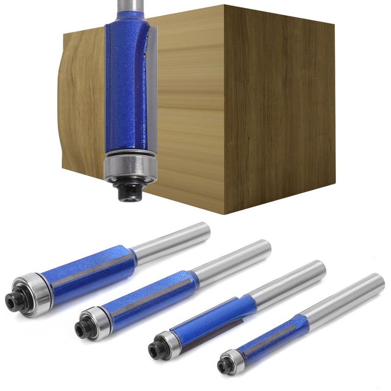 4pcs 1/4 Inch Shank Straight Flush Trim Router Bit Woodworking