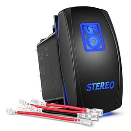 GOOACC GOOACC Stereo Rocker Switch Led Light Bar Switch 5Pin Laser On Off SPST switches Blue 20A 12V 10A 24V Switch with Jumper Wires Set for Cars Trucks RVs,2 Years Warranty