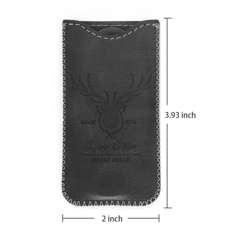 menesia Stainless Steel Cigar Cutter Guillotine with Leather Pouch, Double