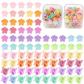 SuPoo 80 Pcs Butterfly Hair Clips Flower Hair Clip Mini Hair Clips Butterfly Clips for Hair Tiny Claw Clips Colorful Hair Clips for Girls Baby Hair Clips Toddler Claw Clips Y2K Hair Accessories