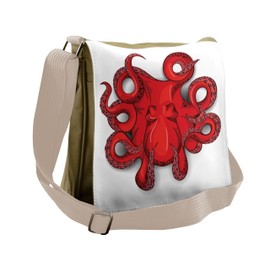 Ambesonne Kraken Messenger Bag, Octopus Animal Marine, Unisex Cross-body