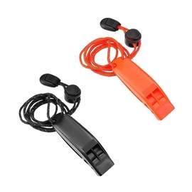 2 Pack Emergency Whistle with Cord Survival Whistle Safety Whistle Hiking Safety Whistle Dolphin Clay Rescue Outdoor Hiking Trekking Orange and Black