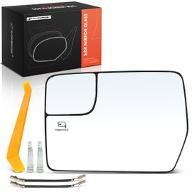 A-Premium Left Driver Side Heated Mirror Glass Replacement Compatible with Ford F-150 F150 2011 2012 2013 2014 - Exterior Side View Mirror Glass with Blind Spot, Rear Holder Replace # BL3Z-17K707-E