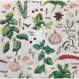 Decoupage Paper Luncheon 3-ply Napkins Herbs Botanical Garden Pack of 20