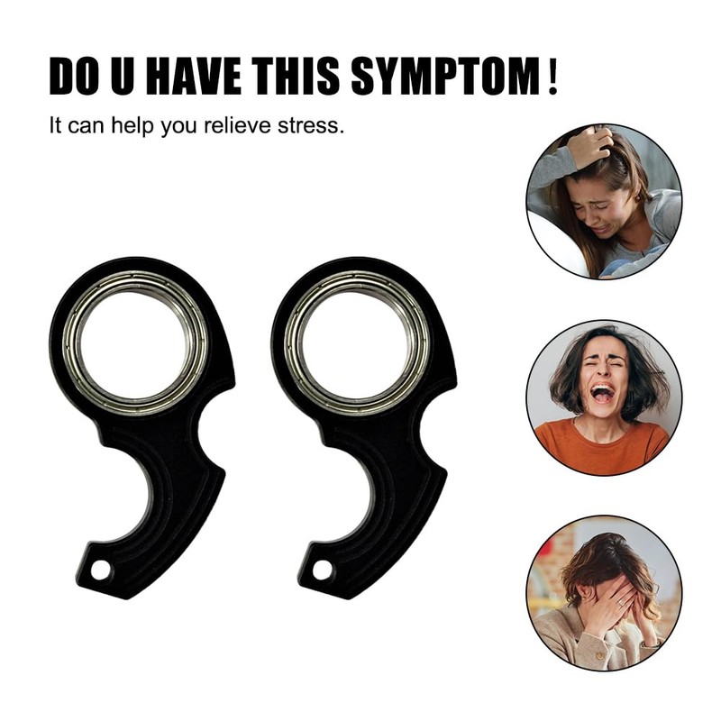 2PCS Finger Keychain Spinners, Aluminum Alloy Keychain Spinner Toy Novelty