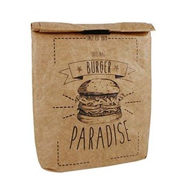 MIK funshopping Lunch Bag, Brown Lunch Bag Insulated Cold or Warm Cooler Bag with Velcro Fastening Thermal Bag (Lunchbag Time to Lunch)