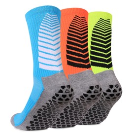 SeiorHou 3 Pair Soccer Socks for Men Non-Slip Athletic Grip football Socks for Basketball Sports Sock (Medium,Multicolor 10)