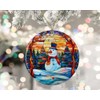 GreenStar Gifts Snowman Stained Glass Ornament Ceramic, Christmas Keepsake, Decoration,
