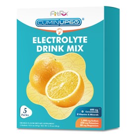 FitRx Electrolytes Powder with Turmeric & Curcumin, Hydration Packets Mix, Inulin Prebiotic Fiber, Gut Health, Anti-Inflammatory Support, Orange, Sugar Free, Non-GMO, Gluten-Free, 5 Packets
