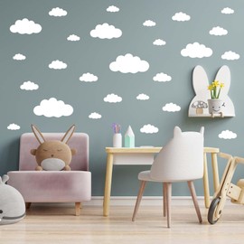 Big Clouds Wall Decals Removable DIY Large Vinyl Sticker Self Adhesive Wallpaper for Living Room Nursery Children Baby Kids Boys Girls Bedroom Decor Home Art Mural Dec