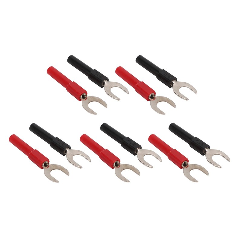 U Fork Spade Connector, Y Spade Plug 4mm Jack Red