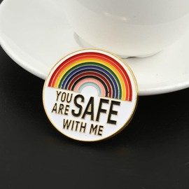 YOU ARE SAFE WITH ME,Enamel Pins,Rainbow Brooch Lapel Pin,Nurse Doctor Medical Students Police Pins, Funny Cute Badge Jewelry Gift-A