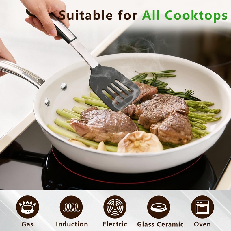 SAKAMOSH 11" Ceramic Frying Pan Nonstick, Skillet, Cooking Pan Non