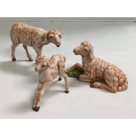 Fontanini by Roman Inc., 3 Piece Set of Sheep Family, 5" Animals Collection, Nativity Figure and Accessories, Hand Sculpted and Painted