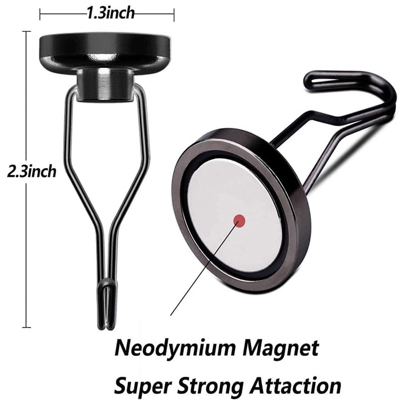 Magnetic Hook 45kg 32D Magnetic Fridge Black Neodymium Rotating Magnetic