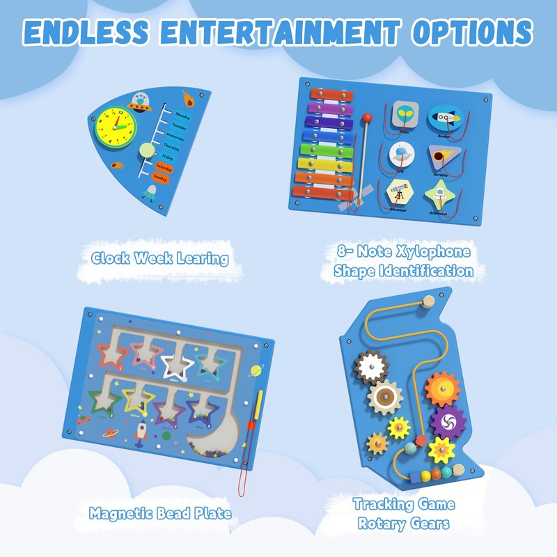 Spacocld Rocket Activity Wall Busy Board Panels - Sensory Wall