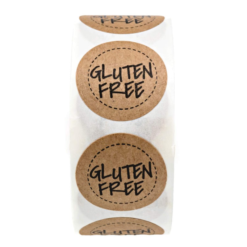Gluten Free Kraft Stickers / 500 Brown Kraft Circle Labels