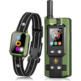Dog Training Collar with Remote - Upgraded 5 Modes with Step Counting & Light Dog Shock Collar 3300FT IP67 Waterproof Rechargeable E-Collar for Large Medium Small Dogs (Green)