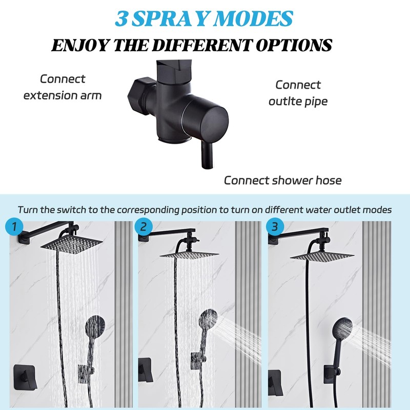 Hamckay Shower Head 8'' High Pressure Rainfall, Handheld Shower Combo