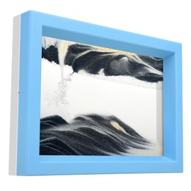 WHIMSYYY Moving Sand Art Liquid Motion Bubbler Flowing Sand Art Picture Desktop Sensory Calming Fidget Toy Voted Best Gift!(Ocean Heart) (Black)