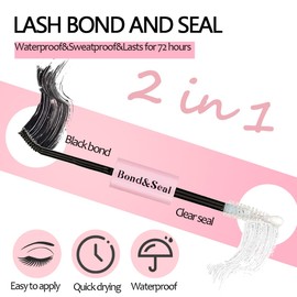 Qiveaory Wimpern Kleber Lash Bond und Seal Kit 4 Pcs DIY Lash Extension mit Wasserdichtem Lash Cluster Kleber 72h Halten und Seal Lash Remover Pinzette Tragbare Wimpernbürste mit Kappe für Anfänger