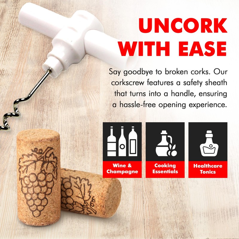 Chef Craft Select Travel Corkscrew, 4 inches in length, White
