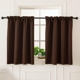Pickluc Cafe Curtain (Half Window Curtain) 36 Inches Length, Rod Pocket Kitchen Curtain, Short Blackout Curtain for Small Window, 30" Wide and 36" Long, 2 Panels, Chocolate Brown