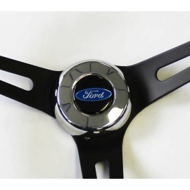Grant Bronco F100 F150 F250 F350 Black on Black Steering Wheel 13 1/2" Ford Cap