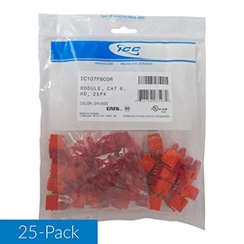 ICC CAT6 RJ45 Keystone Jack for HD Style, Orange, 25-Pack