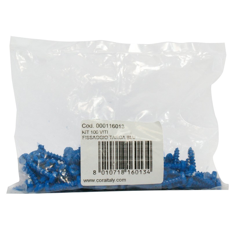 Cora 000116013 100 Fixing Screws Kit for License Plate, Blue