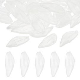 PATIKIL Leaves Beads, 100Pcs Crystal Leaves Beads Translucent Czech Glass Beads Spacer Bead for DIY Jewelry Making Bracelets Necklace, White