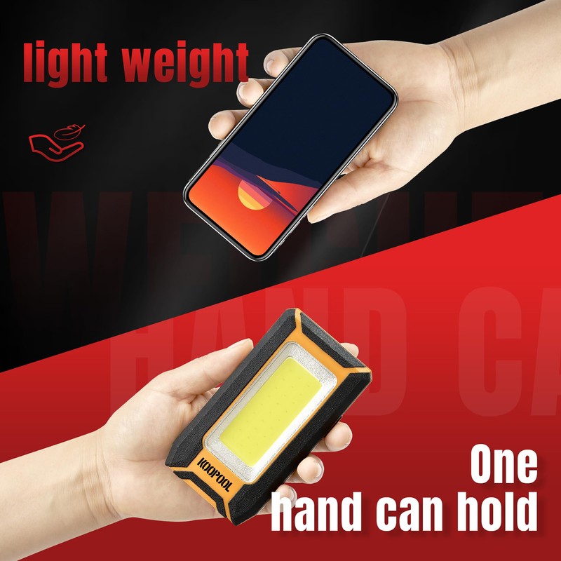 2-pack Magnetic Work Light, Rechargeable LED Flashlight, Portable Lights, 40w