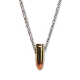 Real Metal 9mm Luger Bullet Jewelry Necklace Hand Polished Brass and Copper Finish NK-691