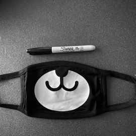 Black Bear Face Mask Cover Unisex KPOP Breathable Material