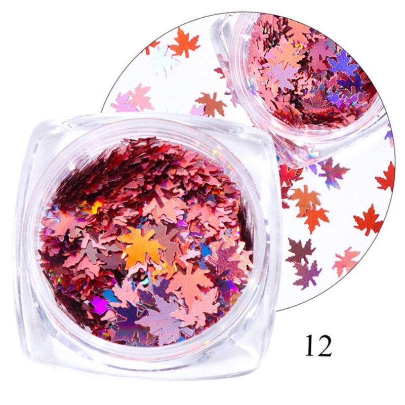 Healeved 3sets Nail Art Strips Sequins Gradient Maple Leaf Manicure