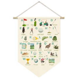 ETVISO Boy Nursery Decor, Golf Nursery Decor for Boys Room, Classroom Decor Canvas Banner, ABC Letters Nursery Wall Art Canvas Hanging Pennant Flag Banner 15x11in