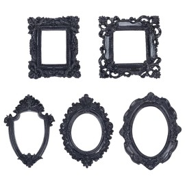 FINGERINSPIRE Pack of 5 Resin Frames Gothic Photo Frame Black Antique Picture Frame Wall Gallery Picture Frame Without Glass or Back DIY Small Manicure Photo Frame Home Photography Decoration