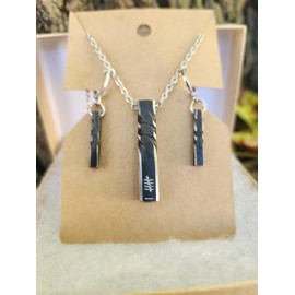 6th Anniversary Gift for her, Iron Pendant and earrings,11th year, Hand forged Twist pendant