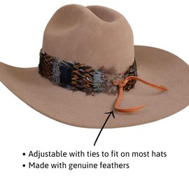 Western Feather Cowboy Hat Band for Men Women Natural Feather Shea (Width: 4 cm)