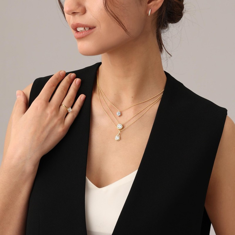 18K White Gold Plated Solitaire Pendant Necklace for Women |