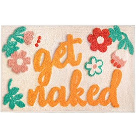 UIOIU Get Naked Bath Mat Pink Bathroom Rugs Funny Cute Bath Mats for Bathroom Decor Soft Microfiber Bath Rug Non-Slip Machine Washable 31 x 20 Inch