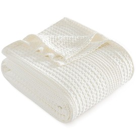 PHF Lightweight Waffle Weave Blanket King Size, Breathable & Ultra Soft, 104"x 90" Soft & Cozy Thin Blanket, Perfect for Summer & Hot Sleepers, Bed, Home Decor - Coconut White